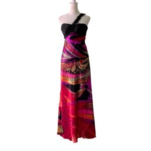 Taboo Psychedelic Maxi Dress Sequin Babydoll Vibrant Boho Retro Y2K (Size 9/10)